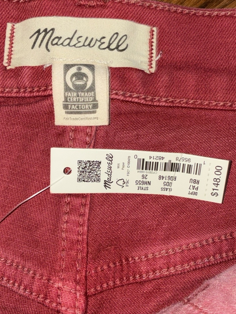 NWT Madewell The Perfect Vintage Wide-Leg Jean in Rich Burgundy - Picture 6 of 8